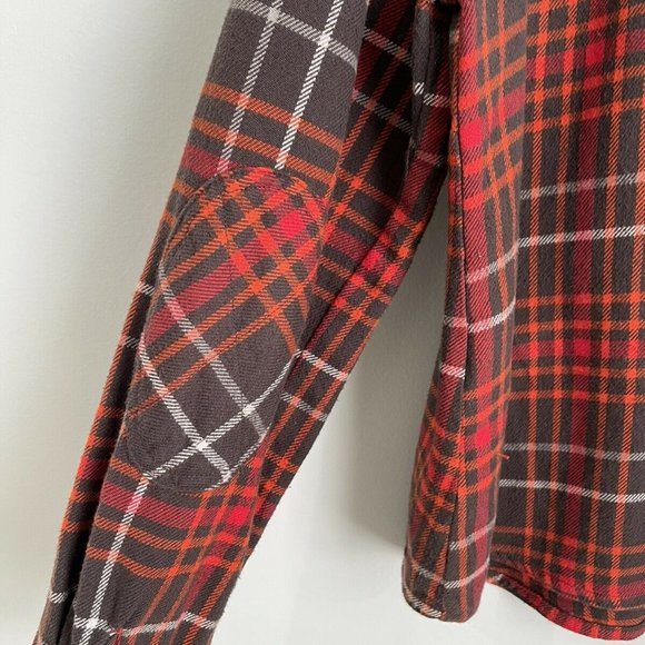 Woolrich Women's Brown Orange Plaid Button Down Shirt Jacket Shaket - Picture 3 of 7